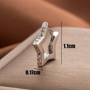 1 Piece Simple Series Classic Star Shape Copper Silver Color Material Zircon Women's Hoop Earrings h5 